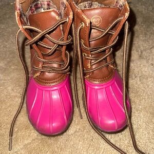 Pink and Brown Kids Boots